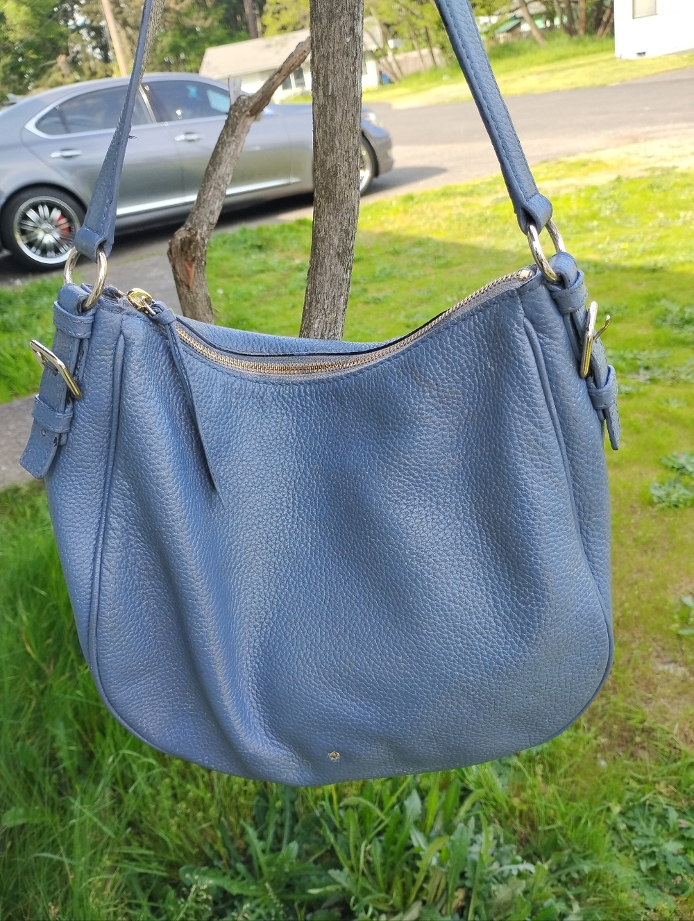 kate spade Dusty Blue Pebbled Leather Shoulder Bag